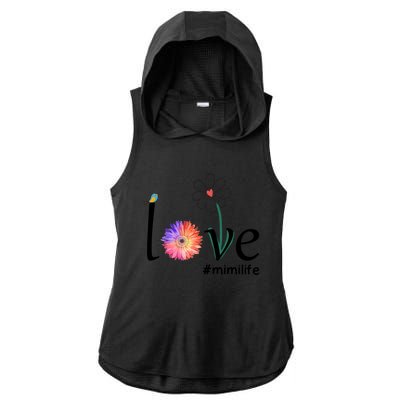 Love #Mimilife Watercolor Flower Bird Grandma Mother's Day Cool Gift Ladies PosiCharge Tri-Blend Wicking Draft Hoodie Tank