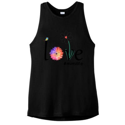 Love #Mimilife Watercolor Flower Bird Grandma Mother's Day Cool Gift Ladies PosiCharge Tri-Blend Wicking Tank