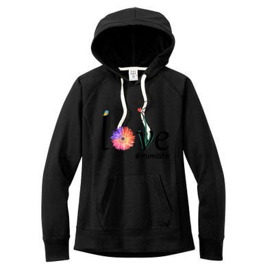 Love #Mimilife Watercolor Flower Bird Grandma Mother's Day Cool Gift Women's Fleece Hoodie