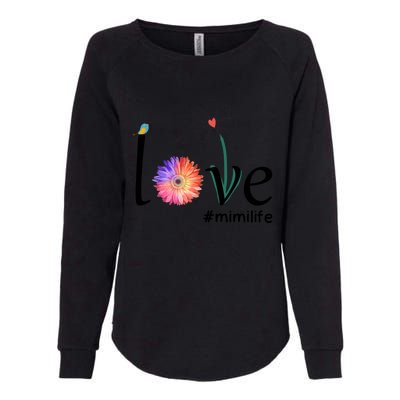 Love #Mimilife Watercolor Flower Bird Grandma Mother's Day Cool Gift Womens California Wash Sweatshirt