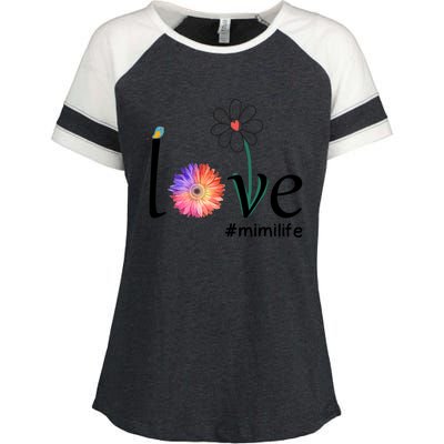 Love #Mimilife Watercolor Flower Bird Grandma Mother's Day Cool Gift Enza Ladies Jersey Colorblock Tee