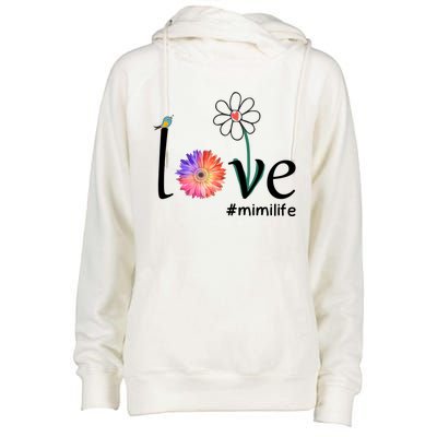 Love #Mimilife Watercolor Flower Bird Grandma Mother's Day Cool Gift Womens Funnel Neck Pullover Hood