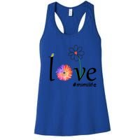 Love #Mimilife Watercolor Flower Bird Grandma Mother's Day Cool Gift Women's Racerback Tank