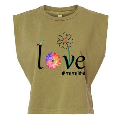 Love #Mimilife Watercolor Flower Bird Grandma Mother's Day Cool Gift Garment-Dyed Women's Muscle Tee