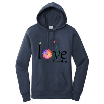 Love #Mimilife Watercolor Flower Bird Grandma Mother's Day Cool Gift Women's Pullover Hoodie