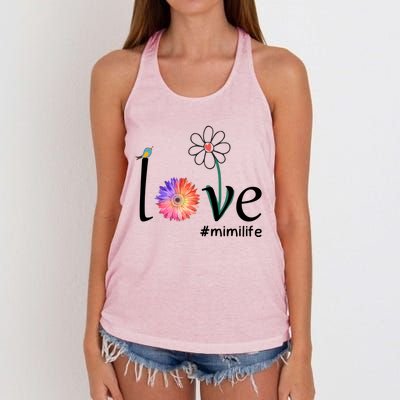 Love #Mimilife Watercolor Flower Bird Grandma Mother's Day Cool Gift Women's Knotted Racerback Tank