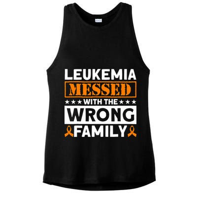 Leukemia Messed With The Wrong Family Leukemia Awareness Ladies PosiCharge Tri-Blend Wicking Tank