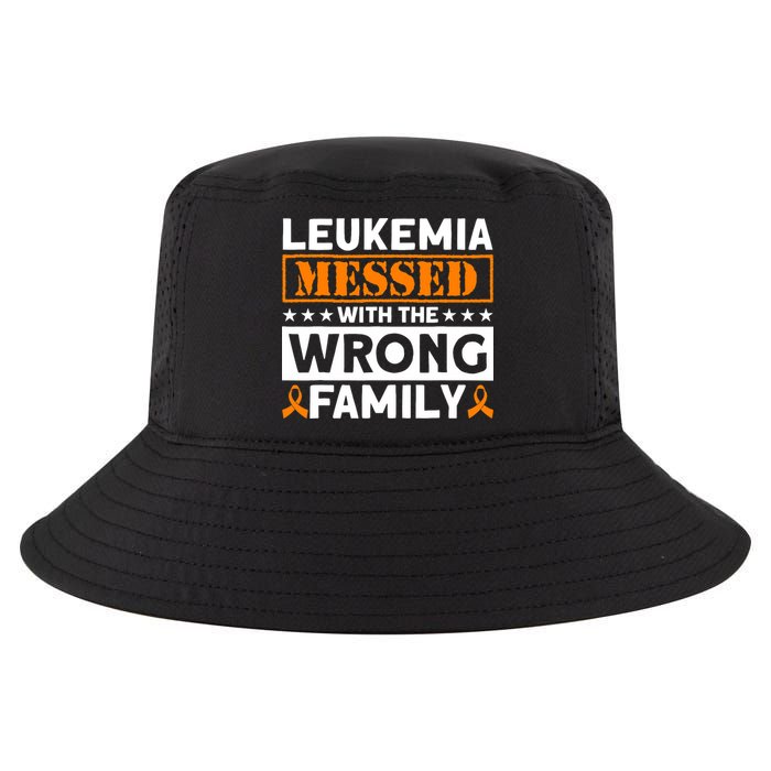 Leukemia Messed With The Wrong Family Leukemia Awareness Cool Comfort Performance Bucket Hat