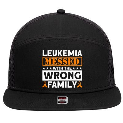 Leukemia Messed With The Wrong Family Leukemia Awareness 7 Panel Mesh Trucker Snapback Hat