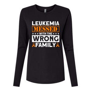 Leukemia Messed With The Wrong Family Leukemia Awareness Womens Cotton Relaxed Long Sleeve T-Shirt