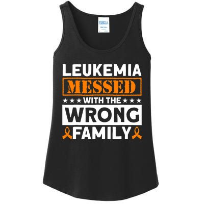 Leukemia Messed With The Wrong Family Leukemia Awareness Ladies Essential Tank