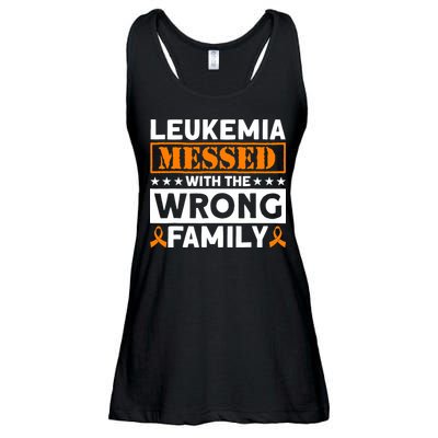 Leukemia Messed With The Wrong Family Leukemia Awareness Ladies Essential Flowy Tank
