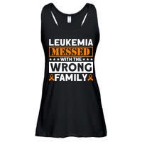 Leukemia Messed With The Wrong Family Leukemia Awareness Ladies Essential Flowy Tank