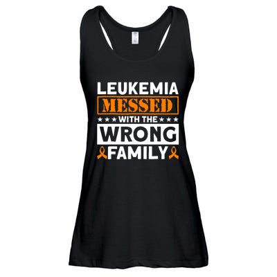 Leukemia Messed With The Wrong Family Leukemia Awareness Ladies Essential Flowy Tank