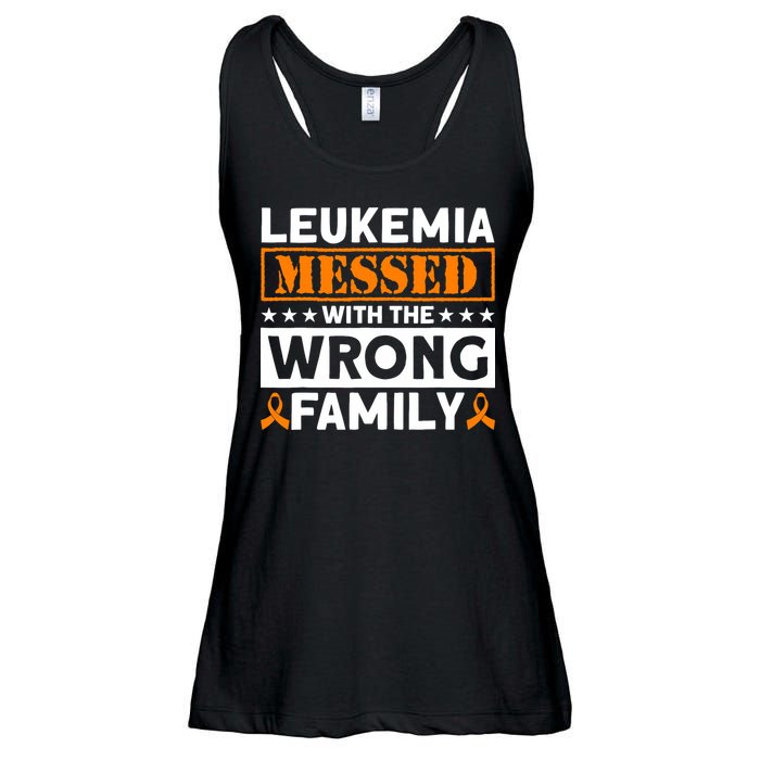 Leukemia Messed With The Wrong Family Leukemia Awareness Ladies Essential Flowy Tank