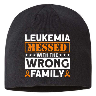 Leukemia Messed With The Wrong Family Leukemia Awareness Sustainable Beanie