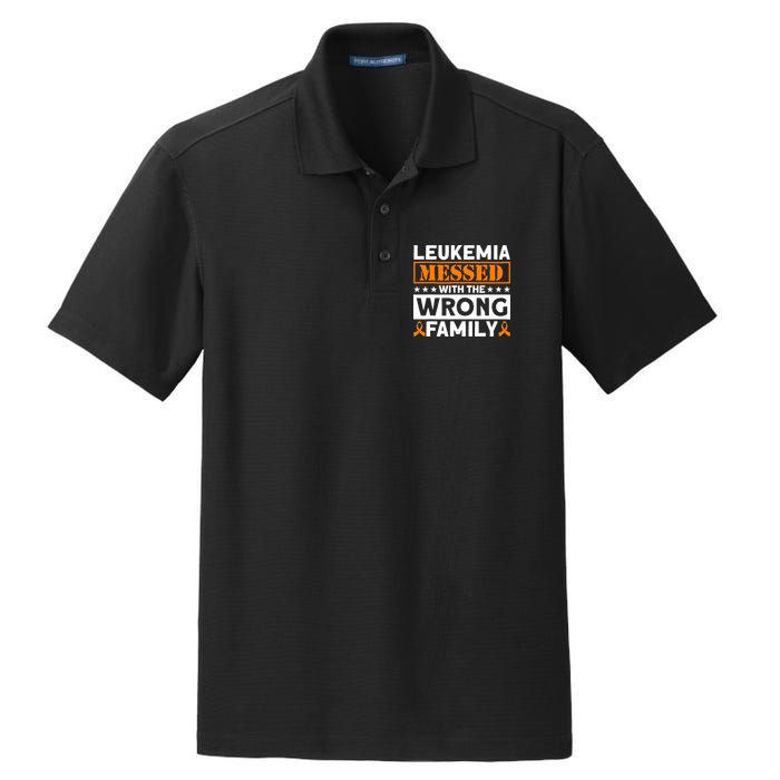 Leukemia Messed With The Wrong Family Leukemia Awareness Dry Zone Grid Polo