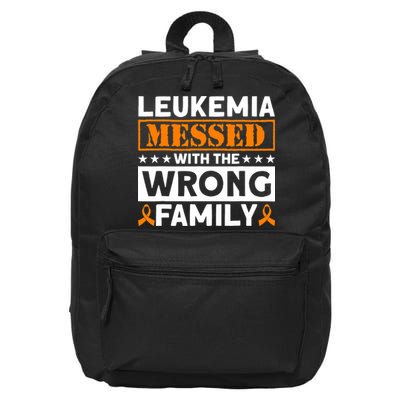 Leukemia Messed With The Wrong Family Leukemia Awareness 16 in Basic Backpack