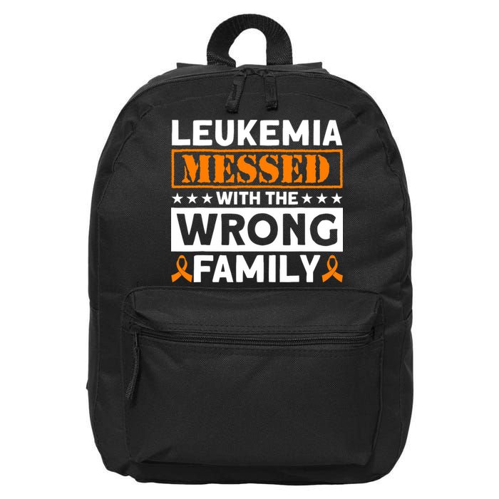 Leukemia Messed With The Wrong Family Leukemia Awareness 16 in Basic Backpack
