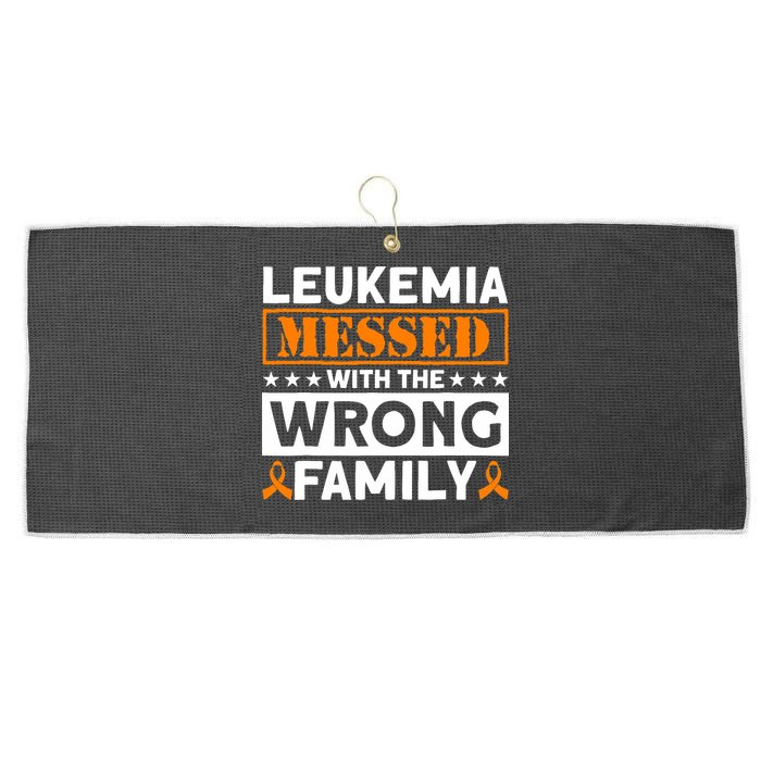 Leukemia Messed With The Wrong Family Leukemia Awareness Large Microfiber Waffle Golf Towel