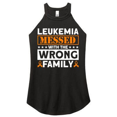 Leukemia Messed With The Wrong Family Leukemia Awareness Women's Perfect Tri Rocker Tank