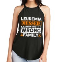 Leukemia Messed With The Wrong Family Leukemia Awareness Women's Perfect Tri Rocker Tank