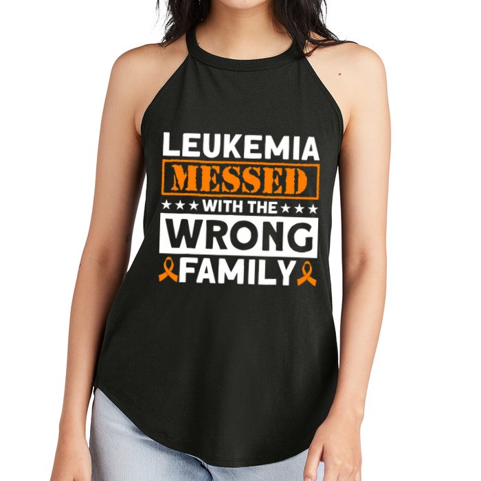 Leukemia Messed With The Wrong Family Leukemia Awareness Women's Perfect Tri Rocker Tank