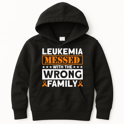 Leukemia Messed With The Wrong Family Leukemia Awareness Kids Hoodie