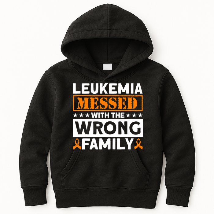 Leukemia Messed With The Wrong Family Leukemia Awareness Kids Hoodie