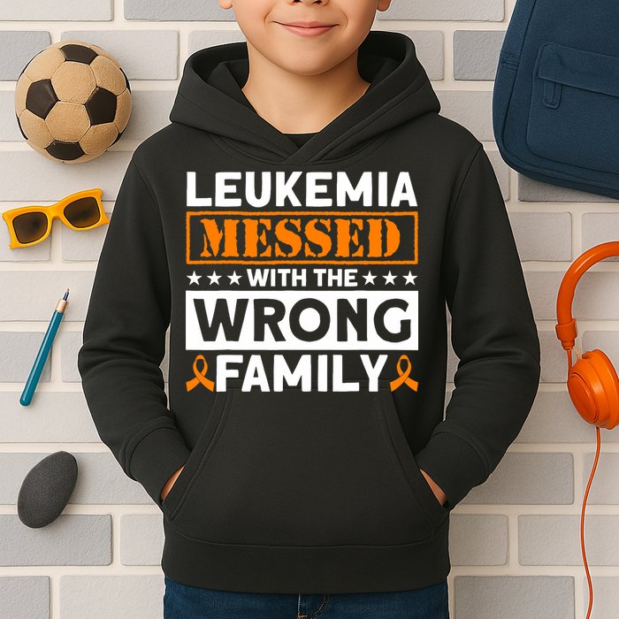 Leukemia Messed With The Wrong Family Leukemia Awareness Kids Hoodie