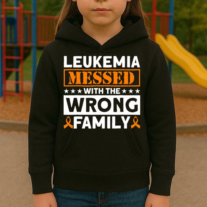 Leukemia Messed With The Wrong Family Leukemia Awareness Kids Hoodie