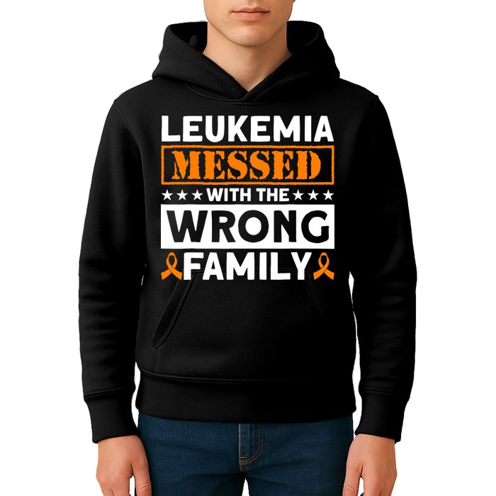 Leukemia Messed With The Wrong Family Leukemia Awareness Kids Hoodie