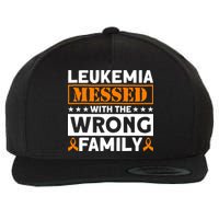 Leukemia Messed With The Wrong Family Leukemia Awareness Wool Snapback Cap