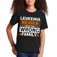 Leukemia Messed With The Wrong Family Leukemia Awareness Kids T-Shirt