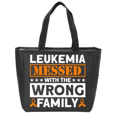 Leukemia Messed With The Wrong Family Leukemia Awareness Zip Tote Bag
