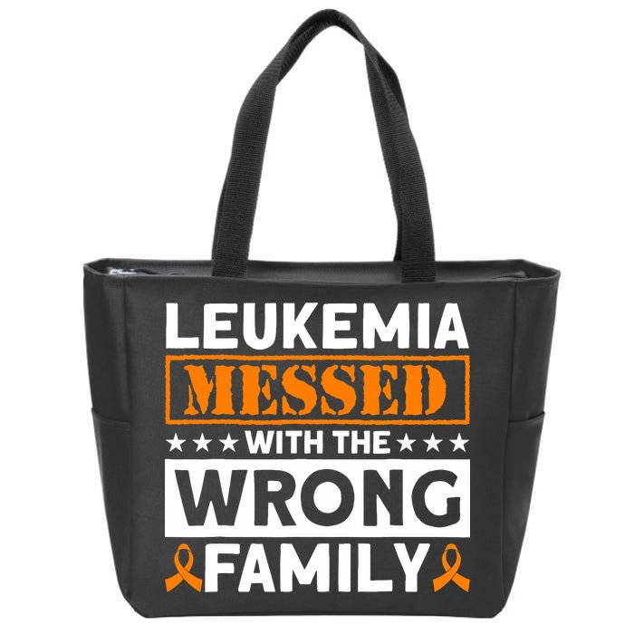 Leukemia Messed With The Wrong Family Leukemia Awareness Zip Tote Bag