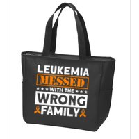 Leukemia Messed With The Wrong Family Leukemia Awareness Zip Tote Bag