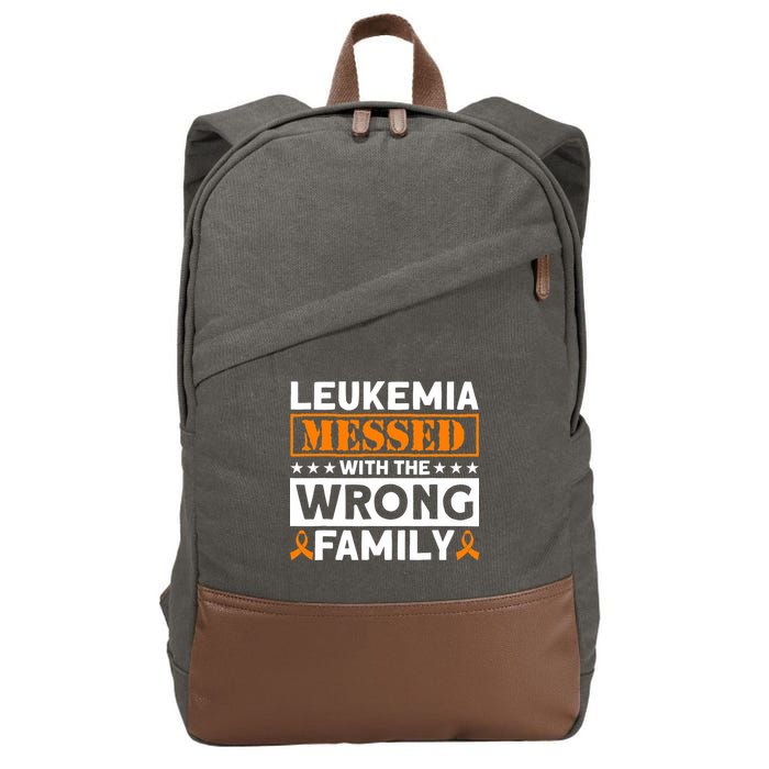 Leukemia Messed With The Wrong Family Leukemia Awareness Cotton Canvas Backpack
