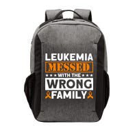 Leukemia Messed With The Wrong Family Leukemia Awareness Vector Backpack