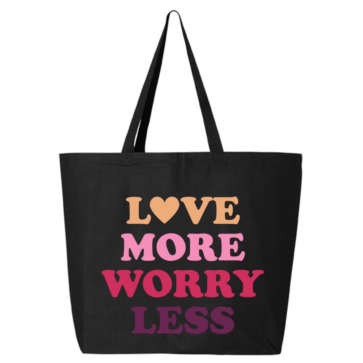 Love More Worry Less Inspiring Quote 25L Jumbo Tote