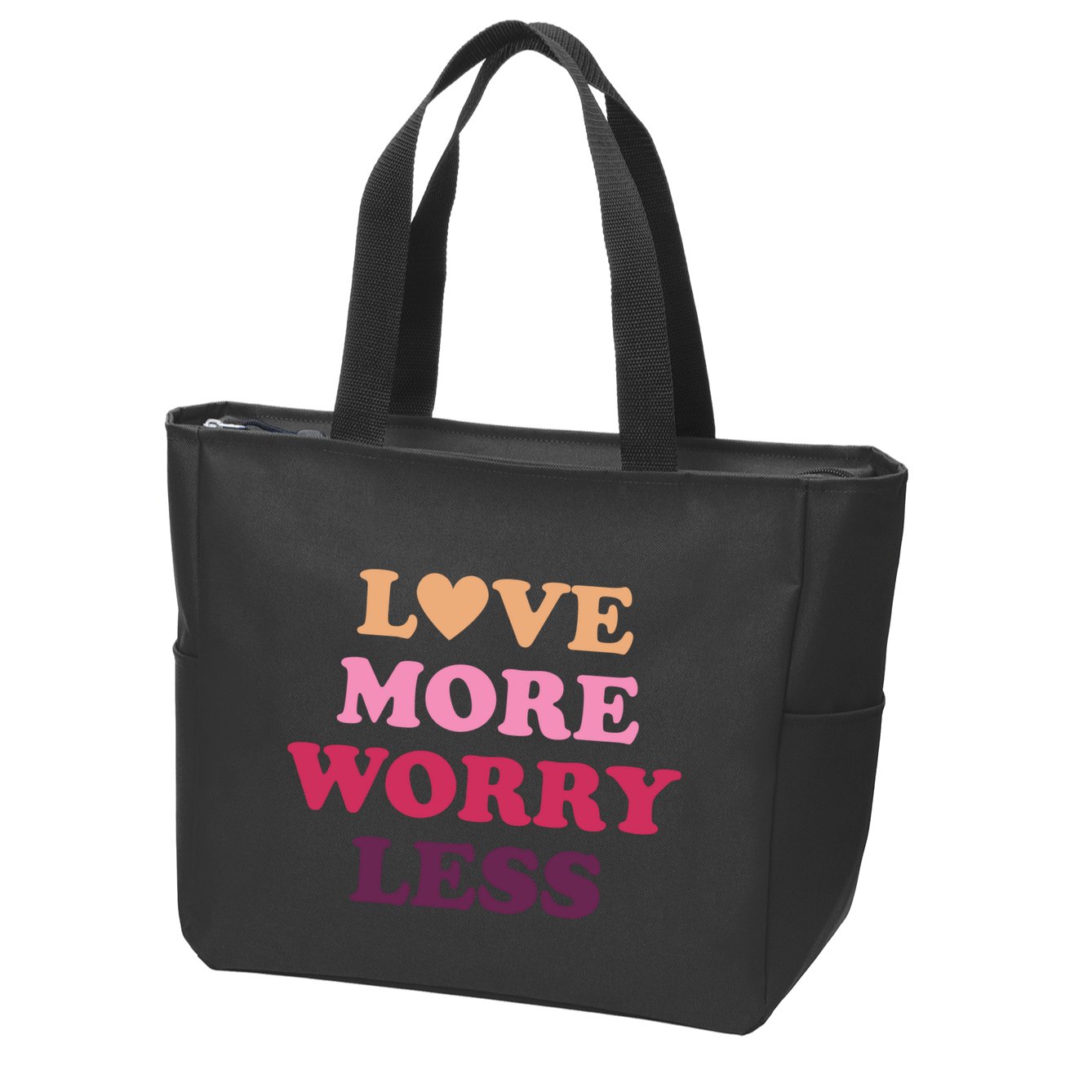 Love More Worry Less Inspiring Quote Zip Tote Bag