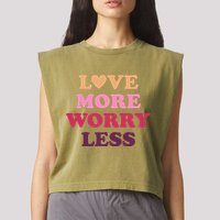 Love More Worry Less Inspiring Quote Garment-Dyed Women's Muscle Tee