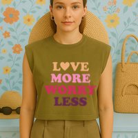 Love More Worry Less Inspiring Quote Garment-Dyed Women's Muscle Tee