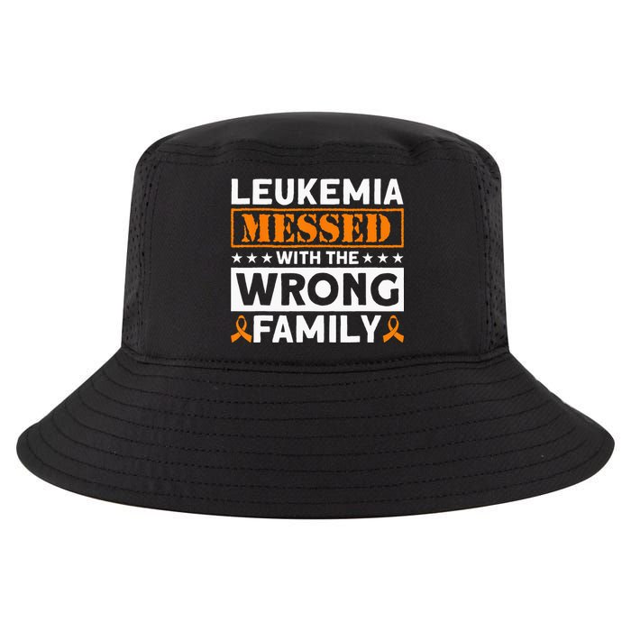 Leukemia Messed With The Wrong Family Leukemia Awareness Cool Comfort Performance Bucket Hat