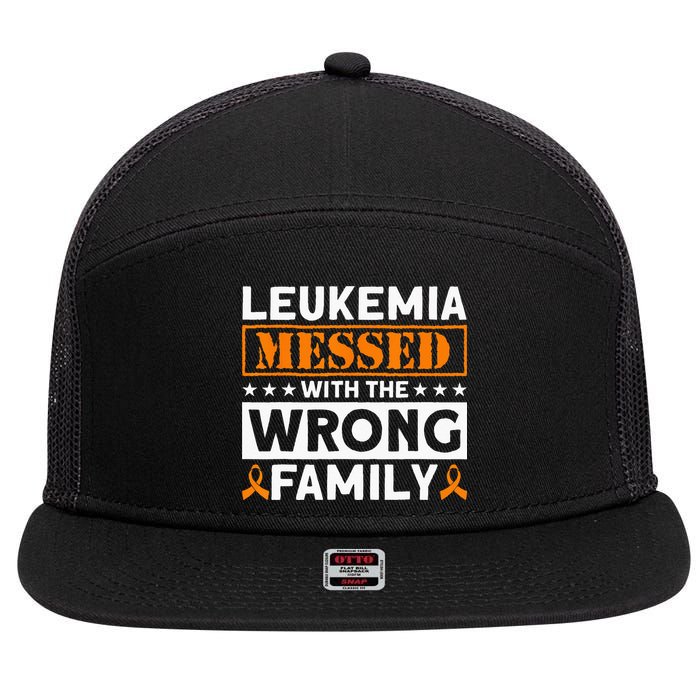 Leukemia Messed With The Wrong Family Leukemia Awareness 7 Panel Mesh Trucker Snapback Hat