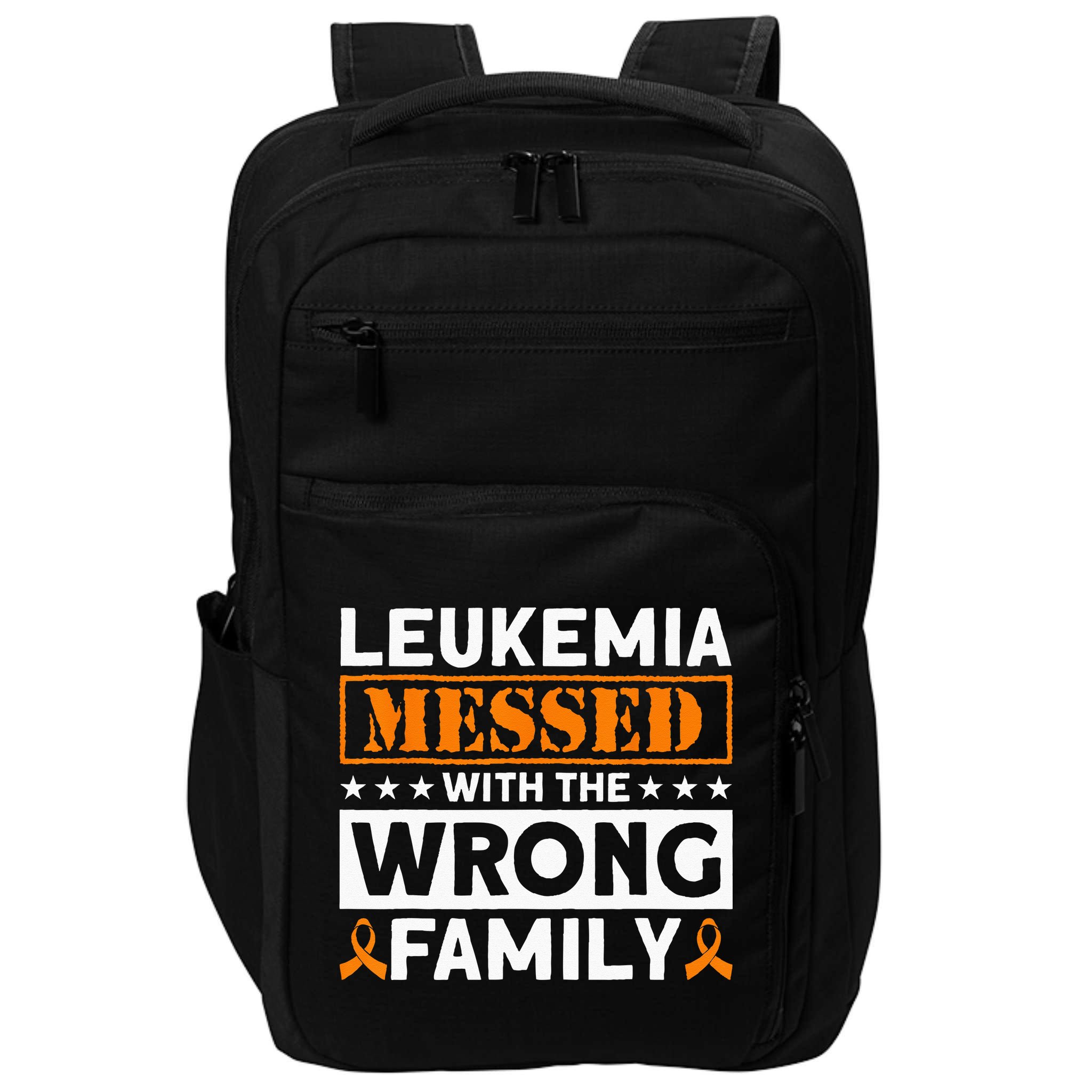 Leukemia Messed With The Wrong Family Leukemia Awareness Impact Tech Backpack