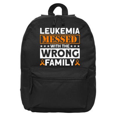 Leukemia Messed With The Wrong Family Leukemia Awareness 16 in Basic Backpack