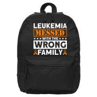 Leukemia Messed With The Wrong Family Leukemia Awareness 16 in Basic Backpack