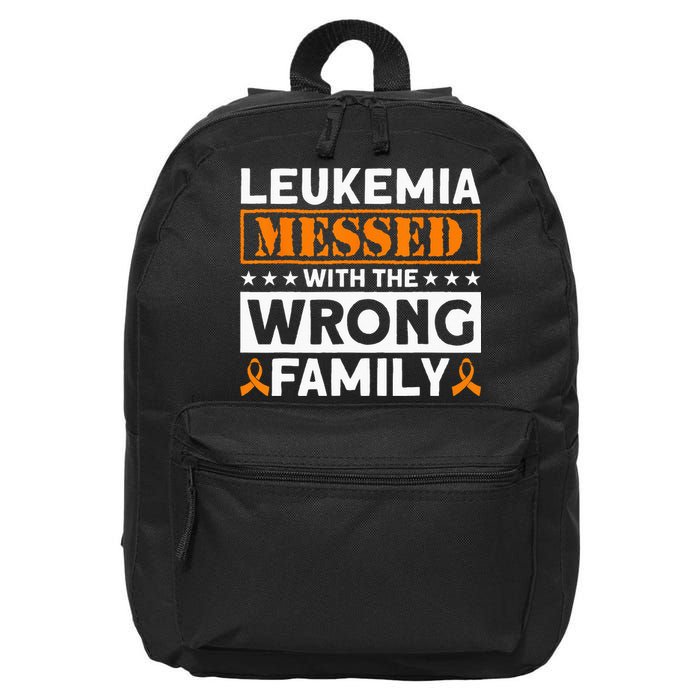Leukemia Messed With The Wrong Family Leukemia Awareness 16 in Basic Backpack