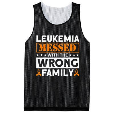 Leukemia Messed With The Wrong Family Leukemia Awareness Mesh Reversible Basketball Jersey Tank